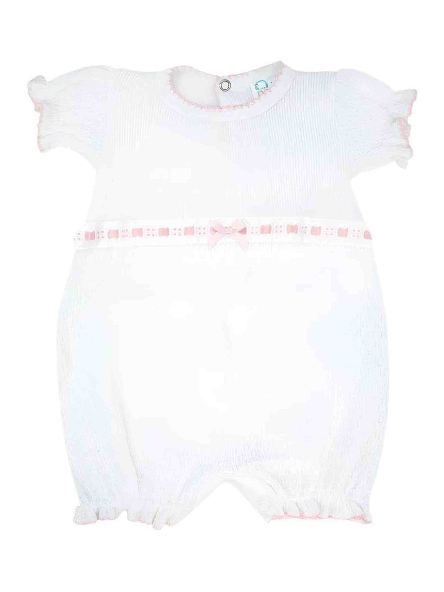 White/Pink Eyelet Ribbon Trim Bubble