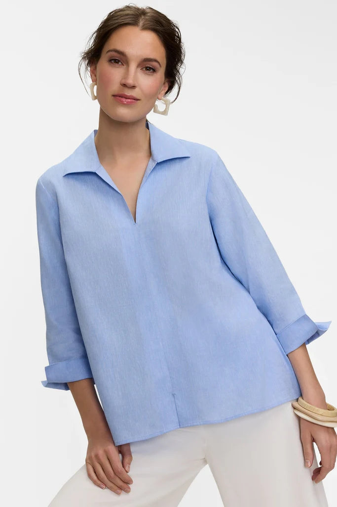 Blue Linen Agnes Top
