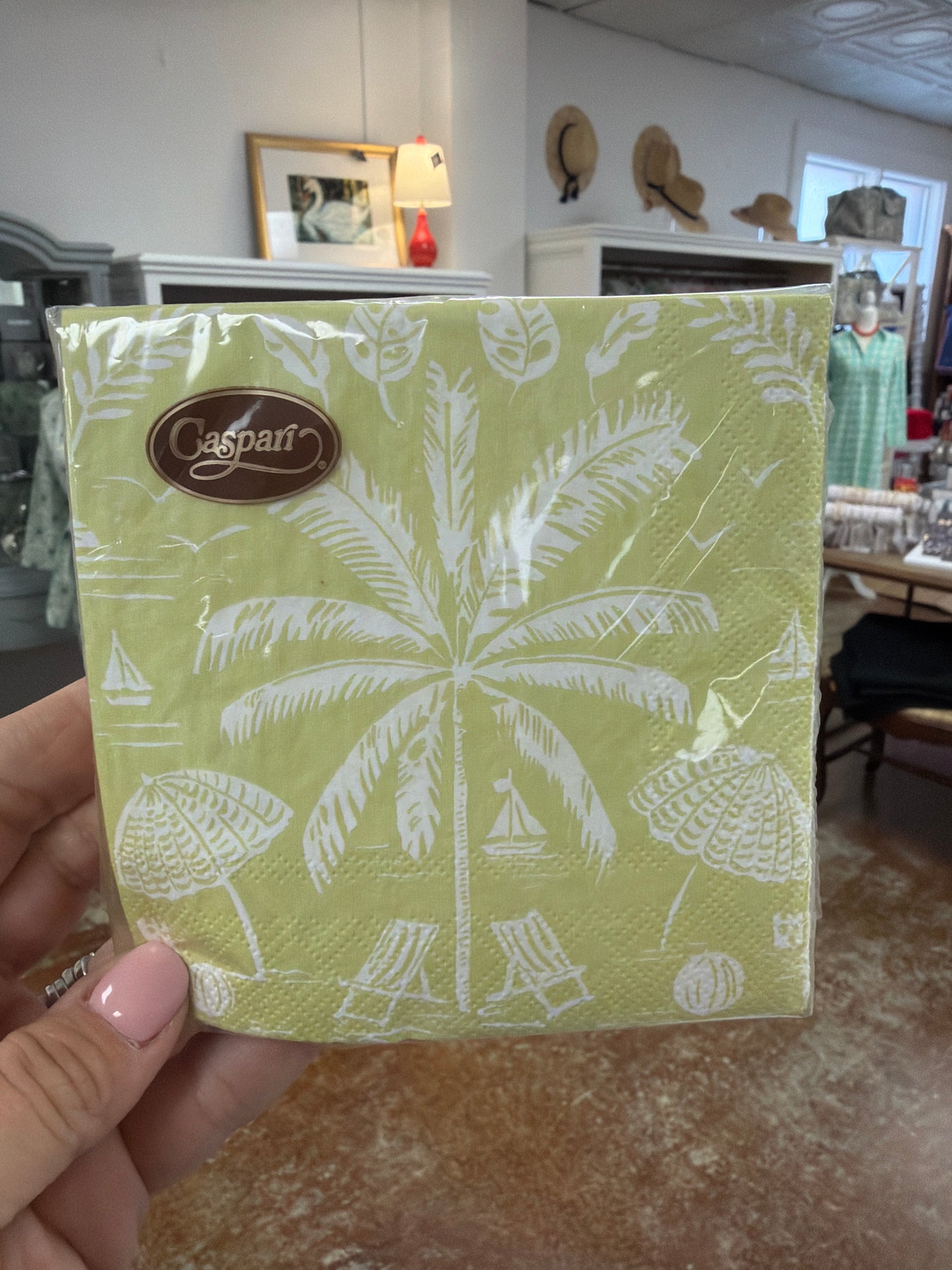 Lime palm tree cocktail napkin