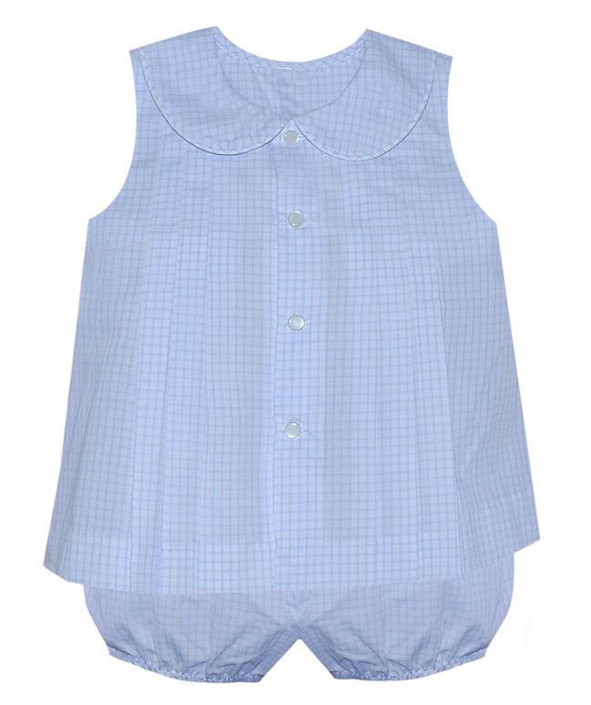 White/Blue Gingham Bloomer Set