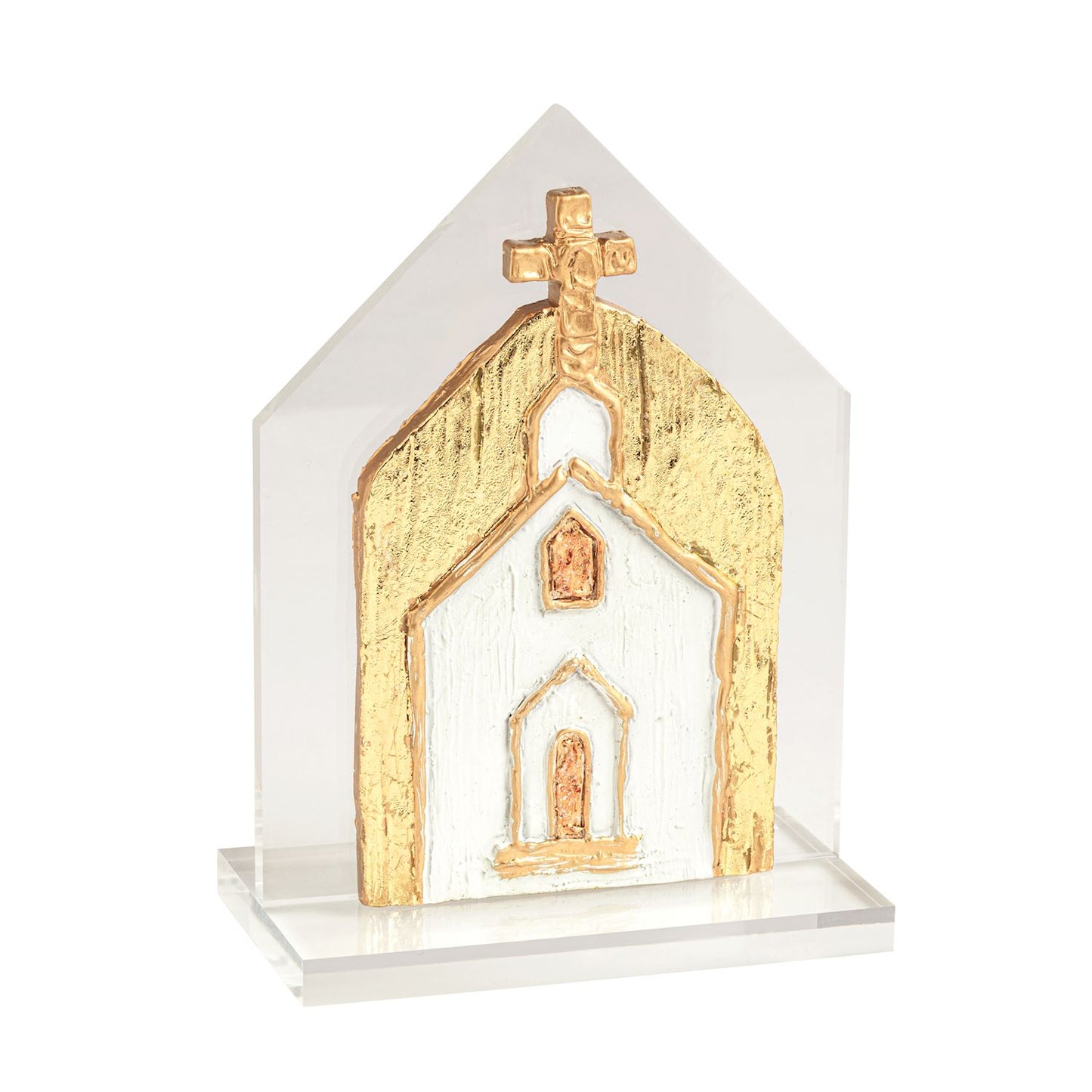 Gold Church On Gold Painted Acrylic Church