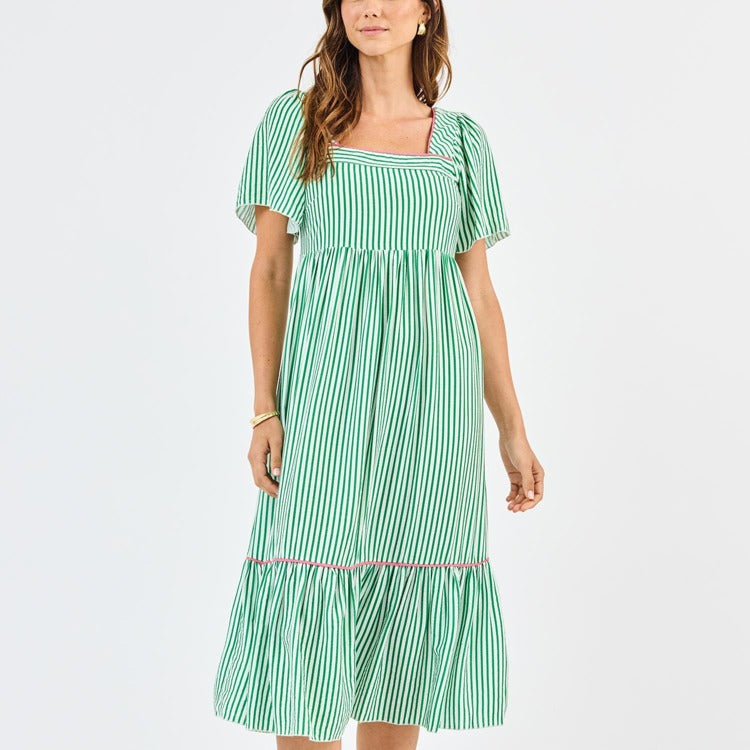 Milena Dress Green/White