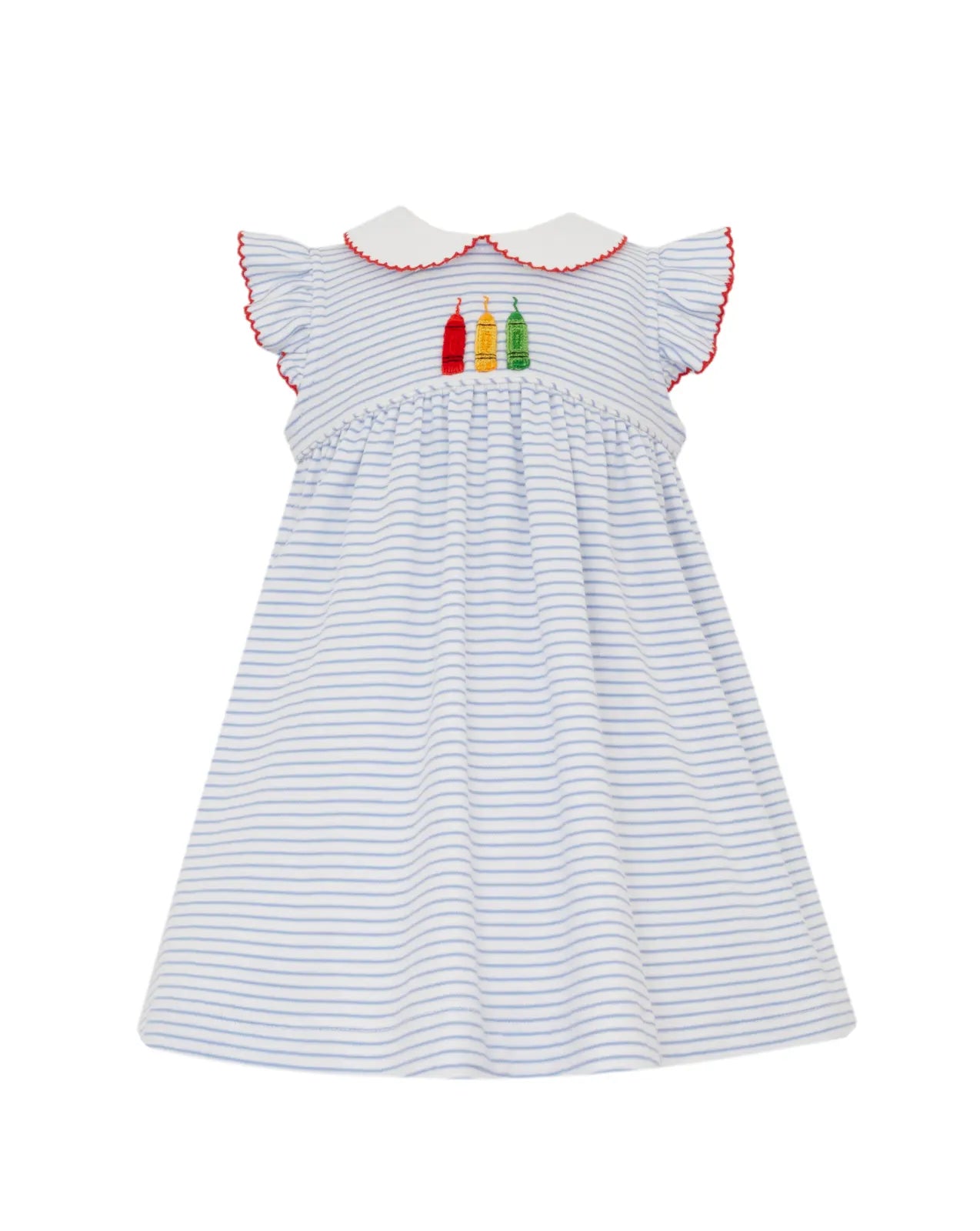 CRAYONS GIRL´S - Blue stripe knit girl´s dress w/ ruffle sleeves