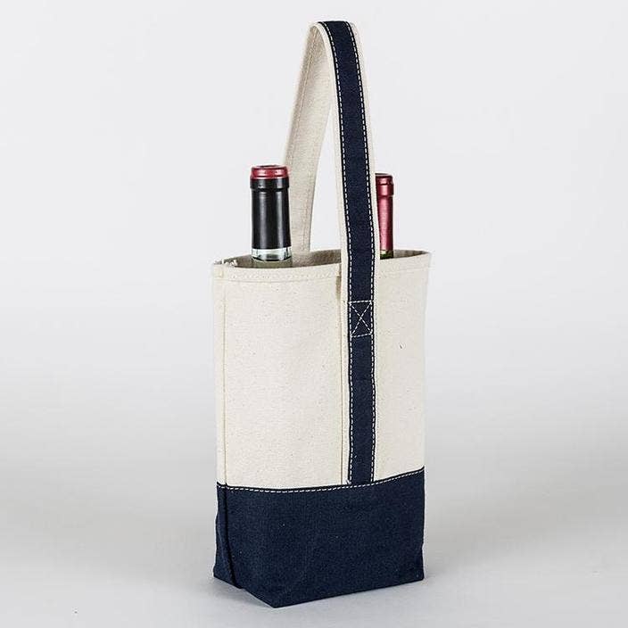 Double Bottle Canvas Wine Gift Host Bag: Pink