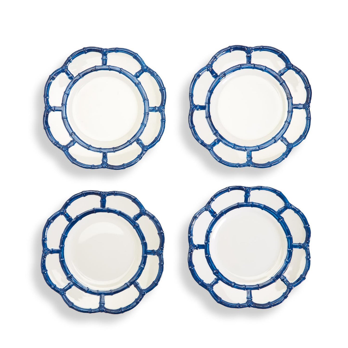 S/4 Navy Blue Bamboo Salad Melamine Plate