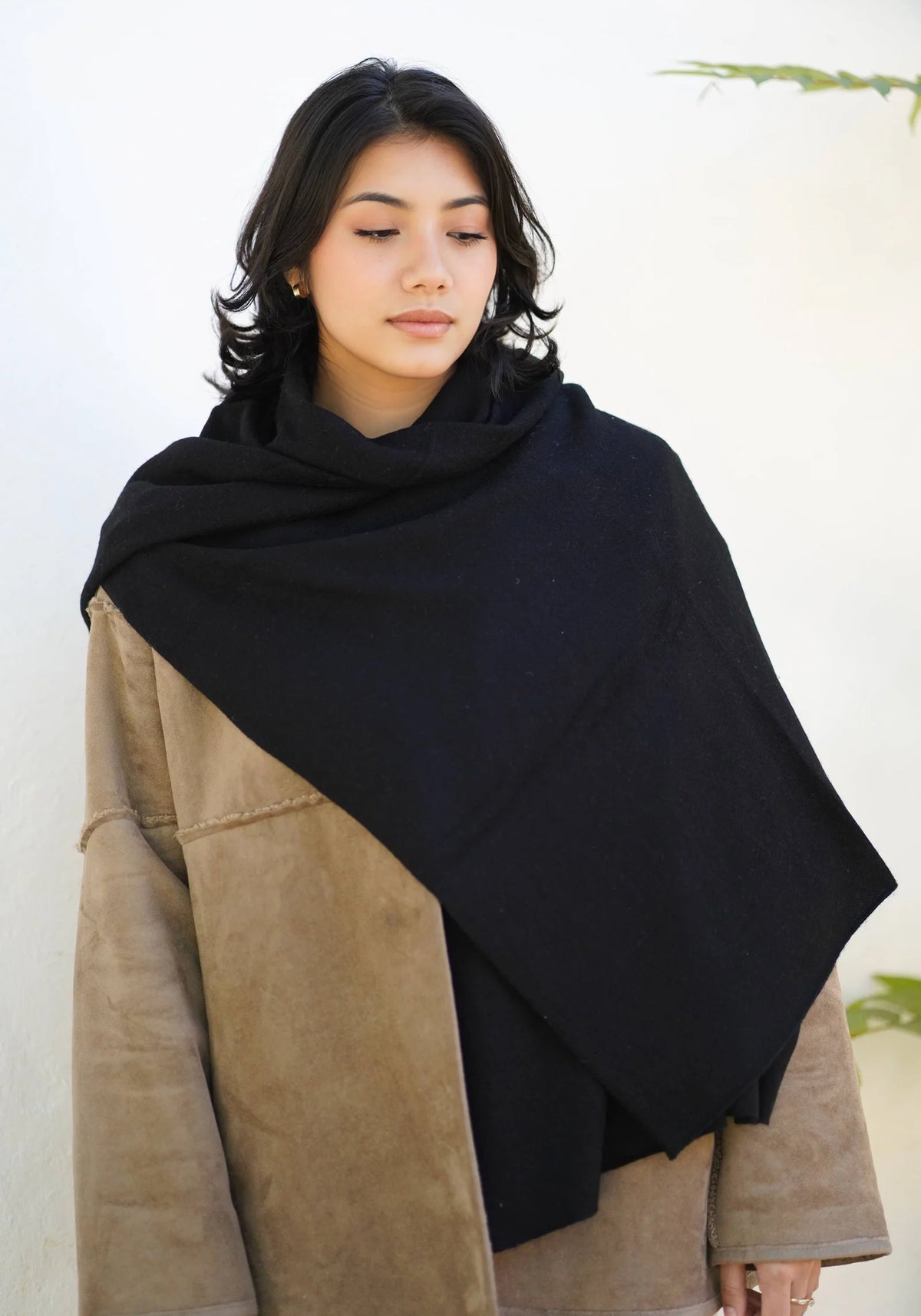 Cashmere Solid Scarf Black