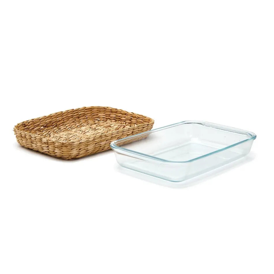 Glass and Rattan Baking Dish-Large