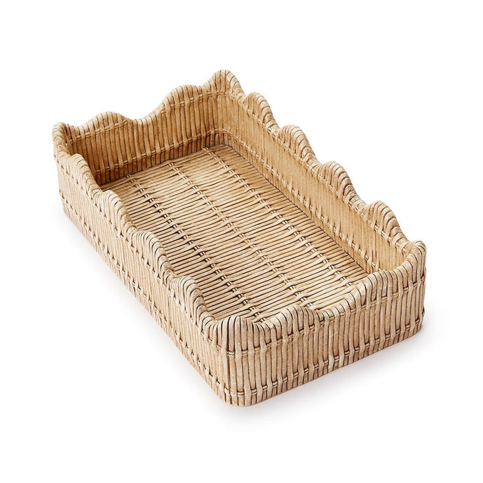 Resin Wicker Scalloped Edge Guest Napkin Holder