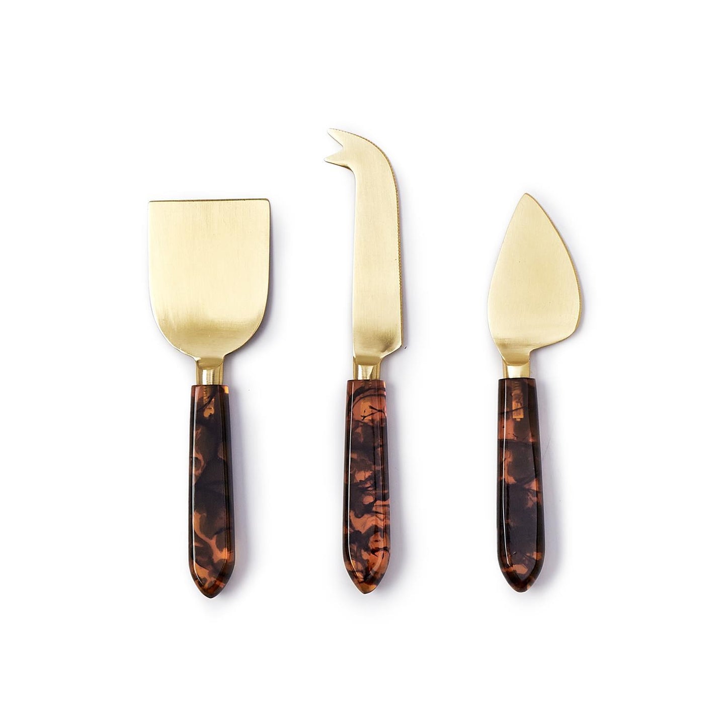 Set of 3 Tortoise Swirl Cheese Knives