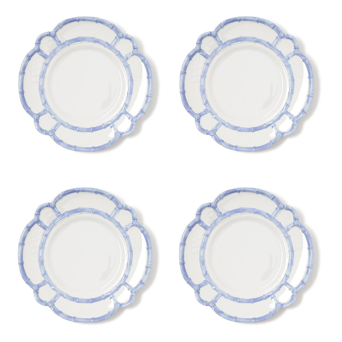S/4 French Blue Bamboo Dinner Melamine Plate