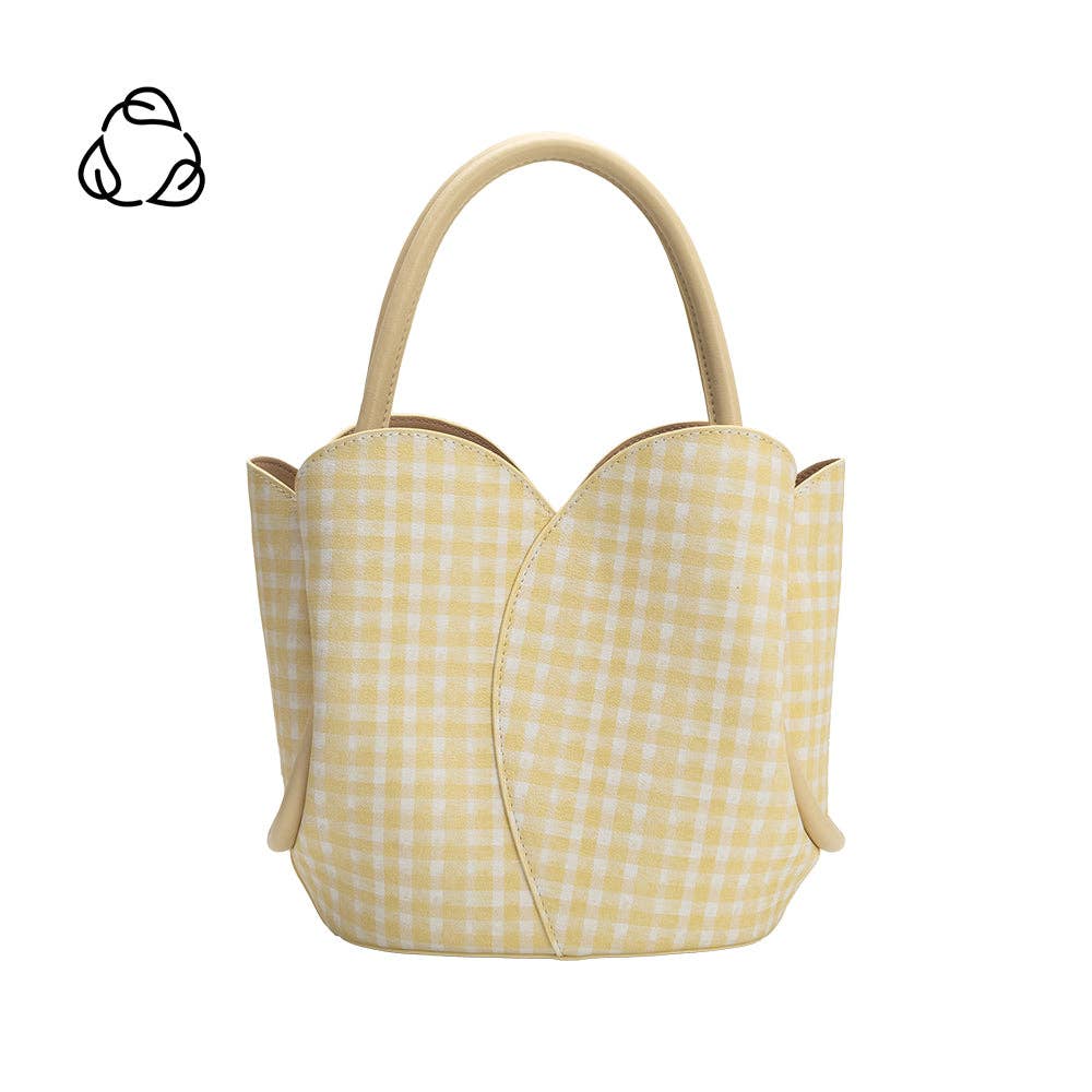 Tulip Yellow Gingham Leather Bucket Bag