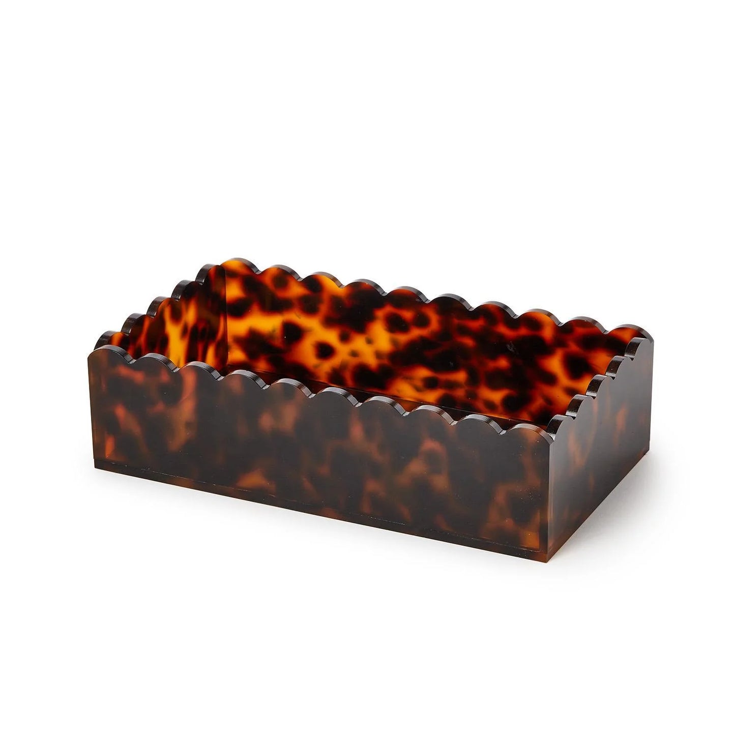 Tortoise Print Scalloped Edge Acrylic Gues Napkin Holder