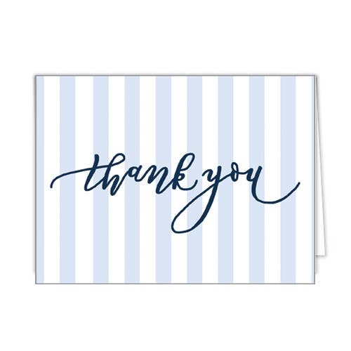 In Stock Folded Notecard Set of 10 | Blue Cabana Stripes