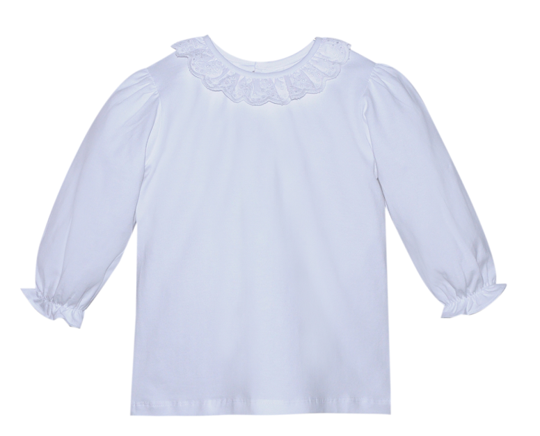 White Blouse Long Sleeve Knit Girl