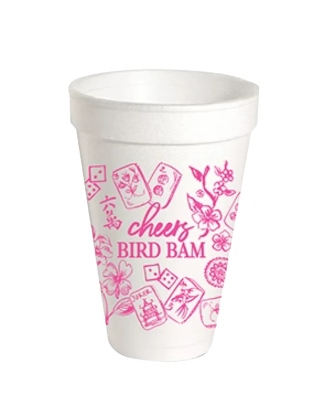 Styrofoam Cup-Pink Mahjong Toile Bird Bam