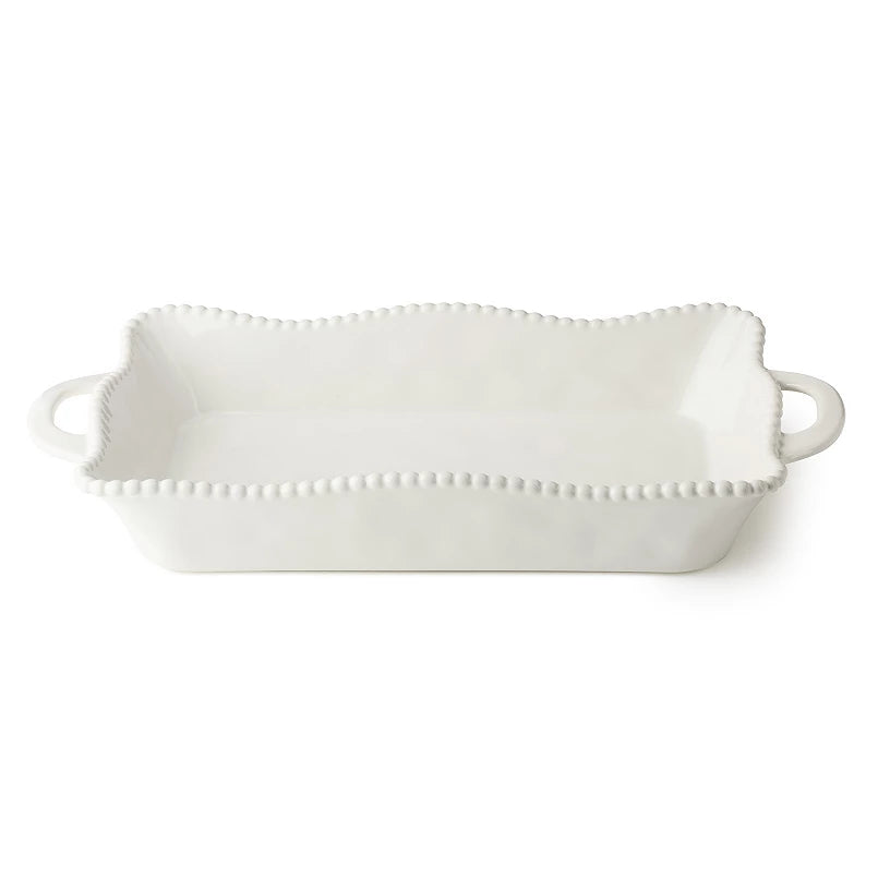 Perlette Cream Ceramic Rectangular Baker 14 x 8