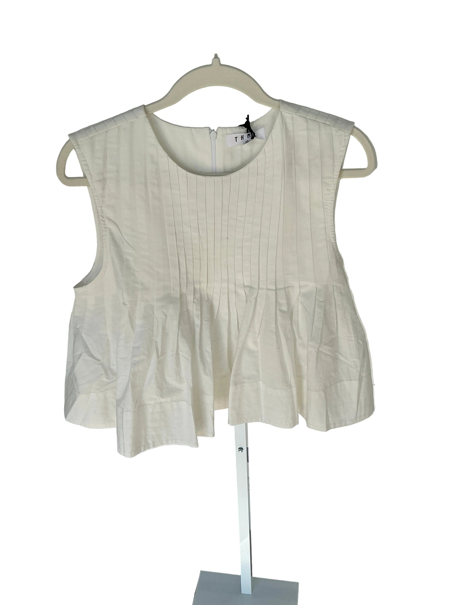 White Sleeveless Trapeze Crop Shirt