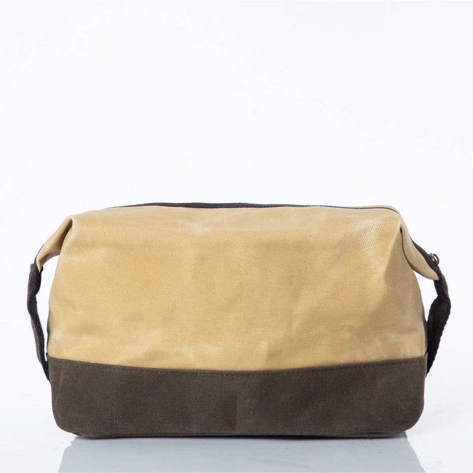 Waxed Dopp Kit: Khaki
