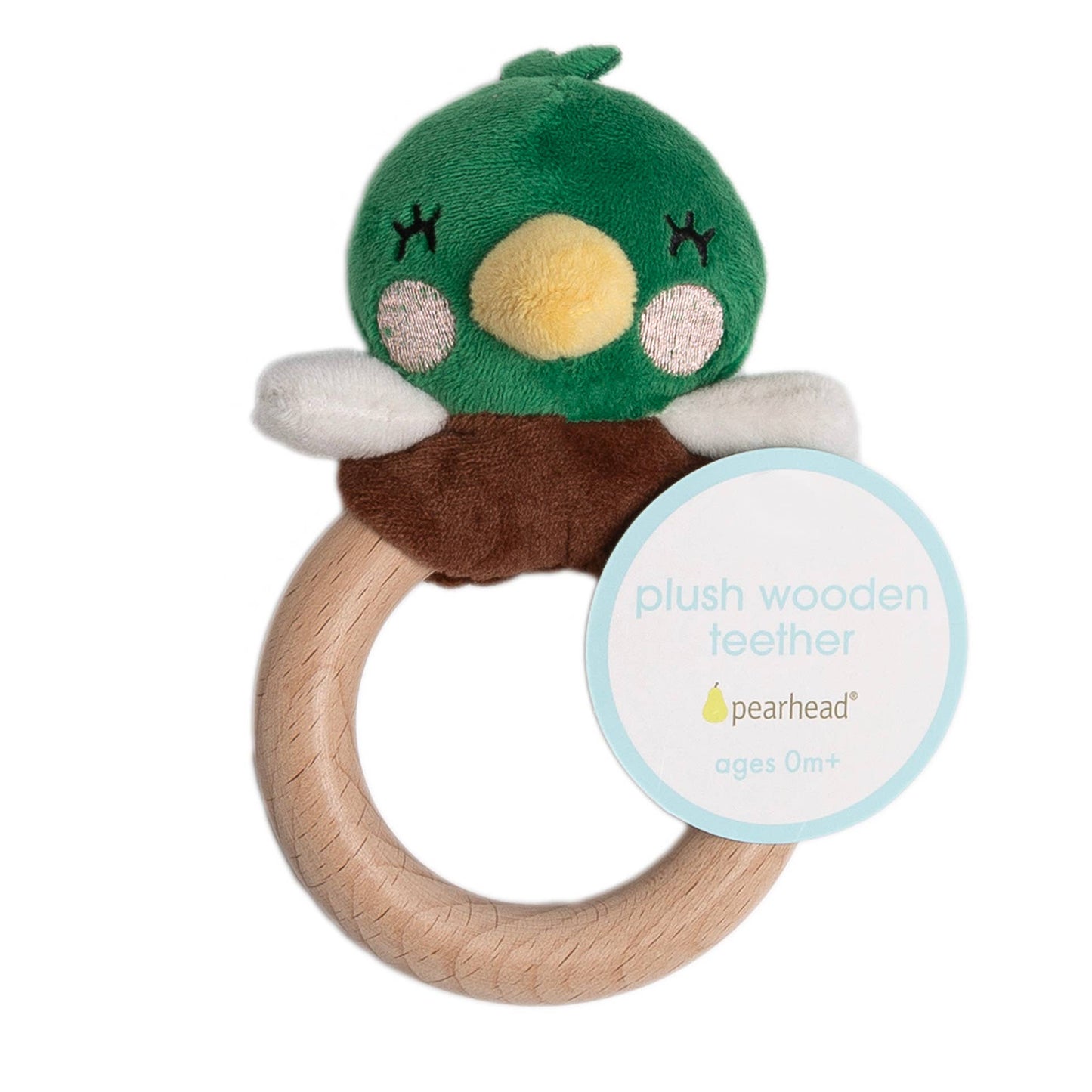 Mallard Duck Wooden & Plush Baby Teether