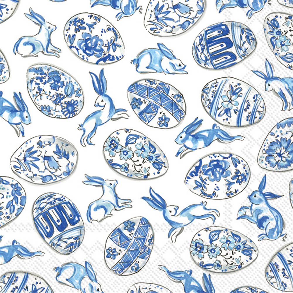 Paper Cocktail Napkins 20ct Blue And White Eggs Rosanne Beck