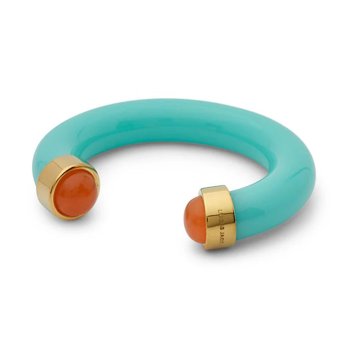 Turquoise Resin w/Orange Quartz Cuff Bracelet