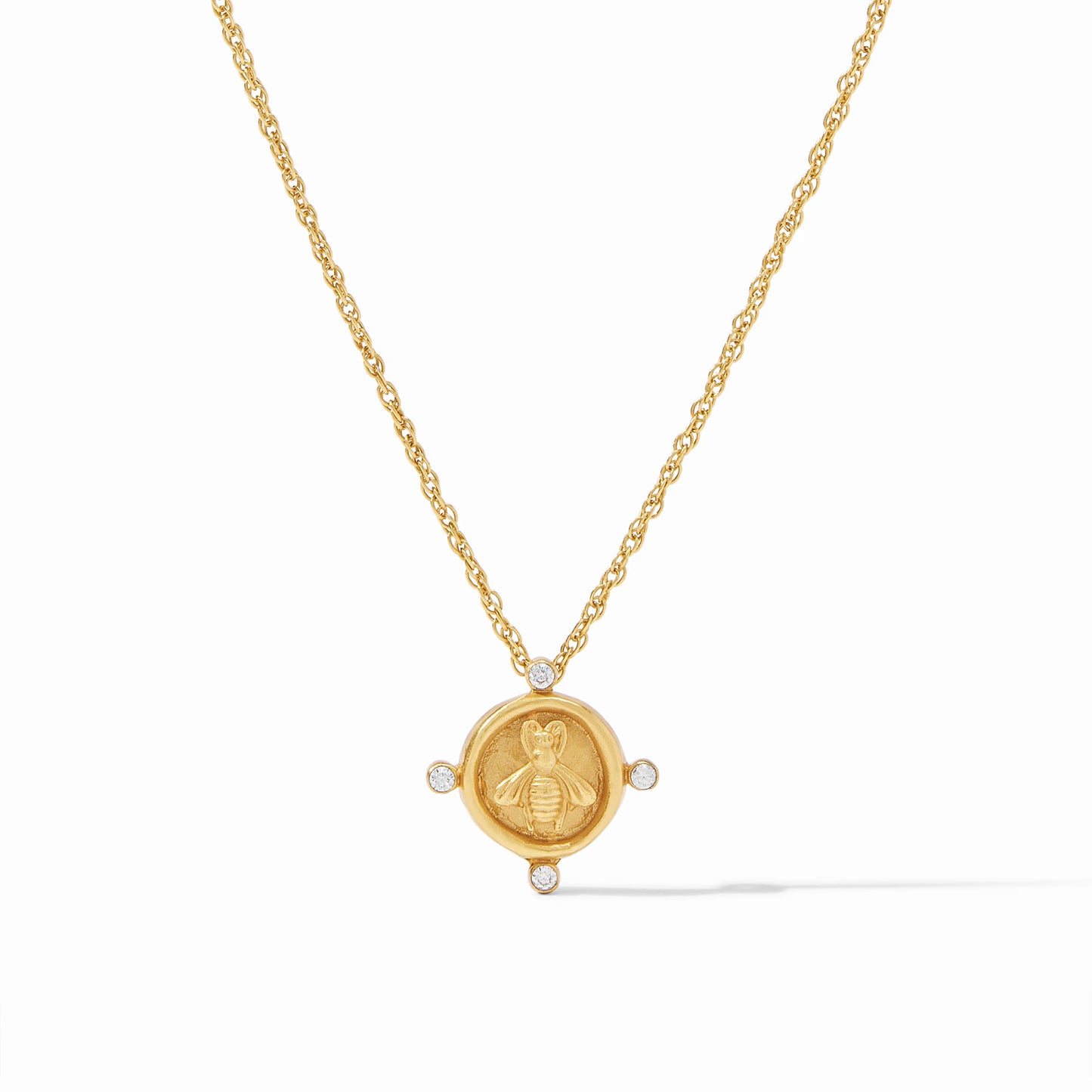 Bee Cameo Solitaire Necklace-Gold