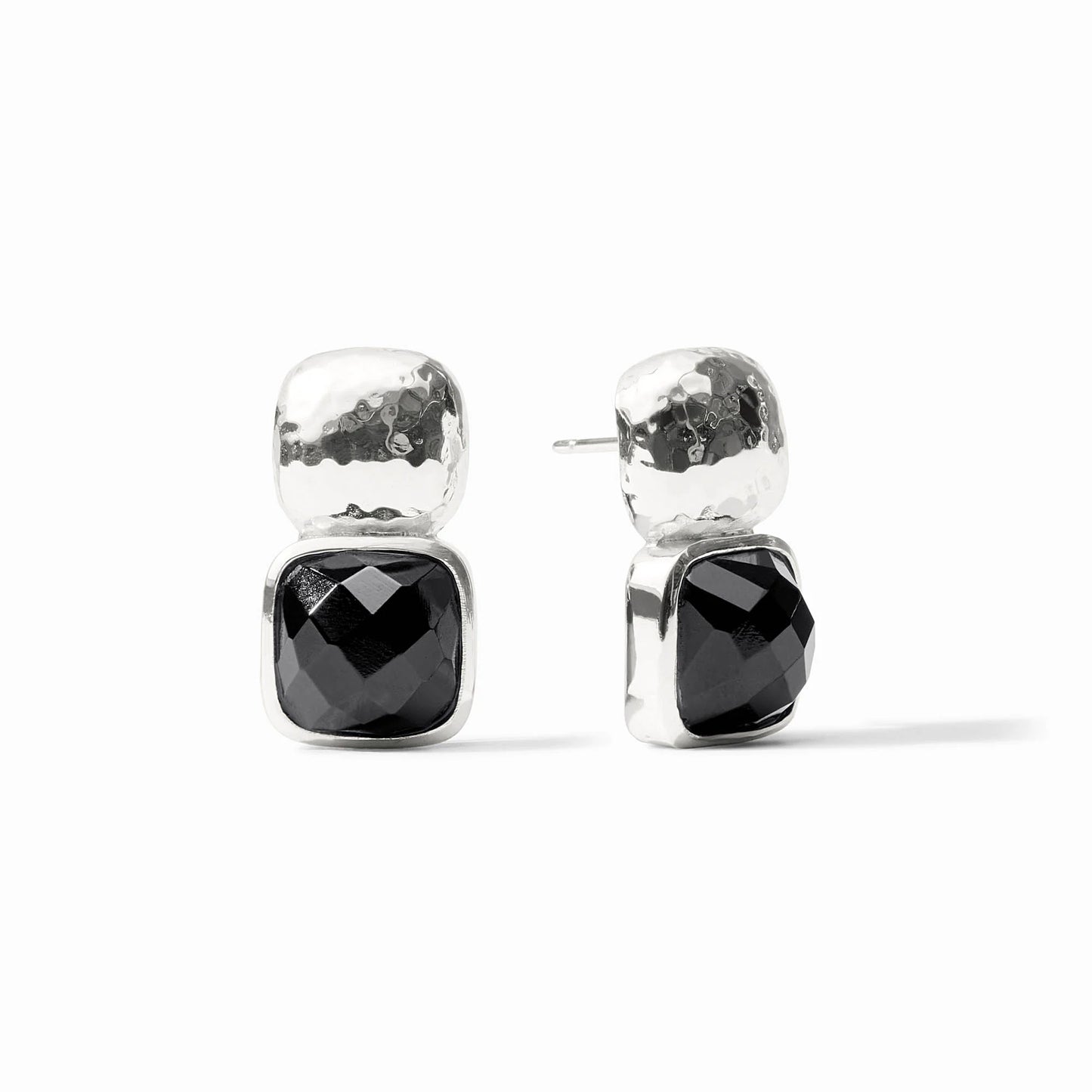 Catalina Earring Silver Obsidian Black
