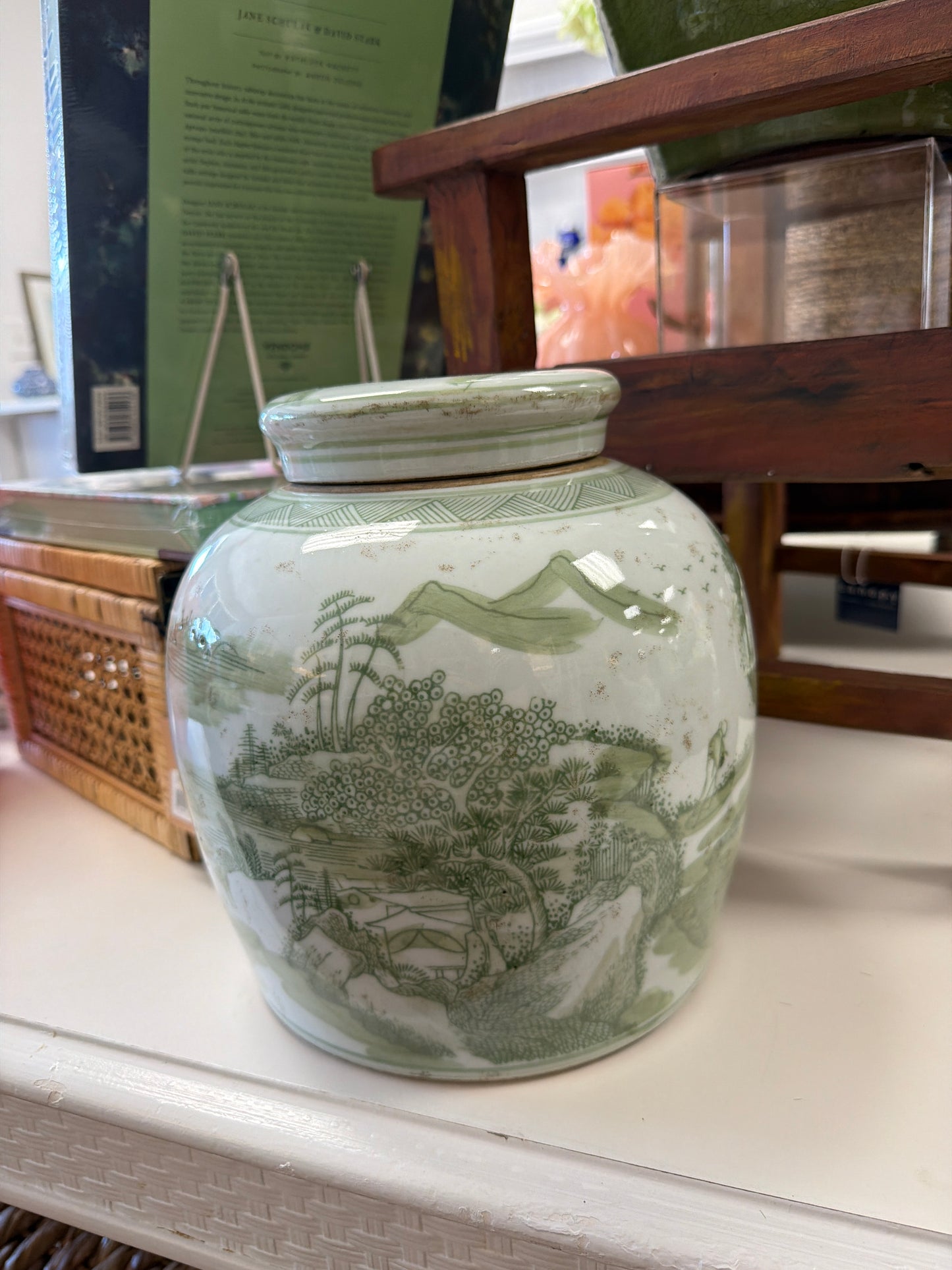 Green Chinoiserie Ginger Jar