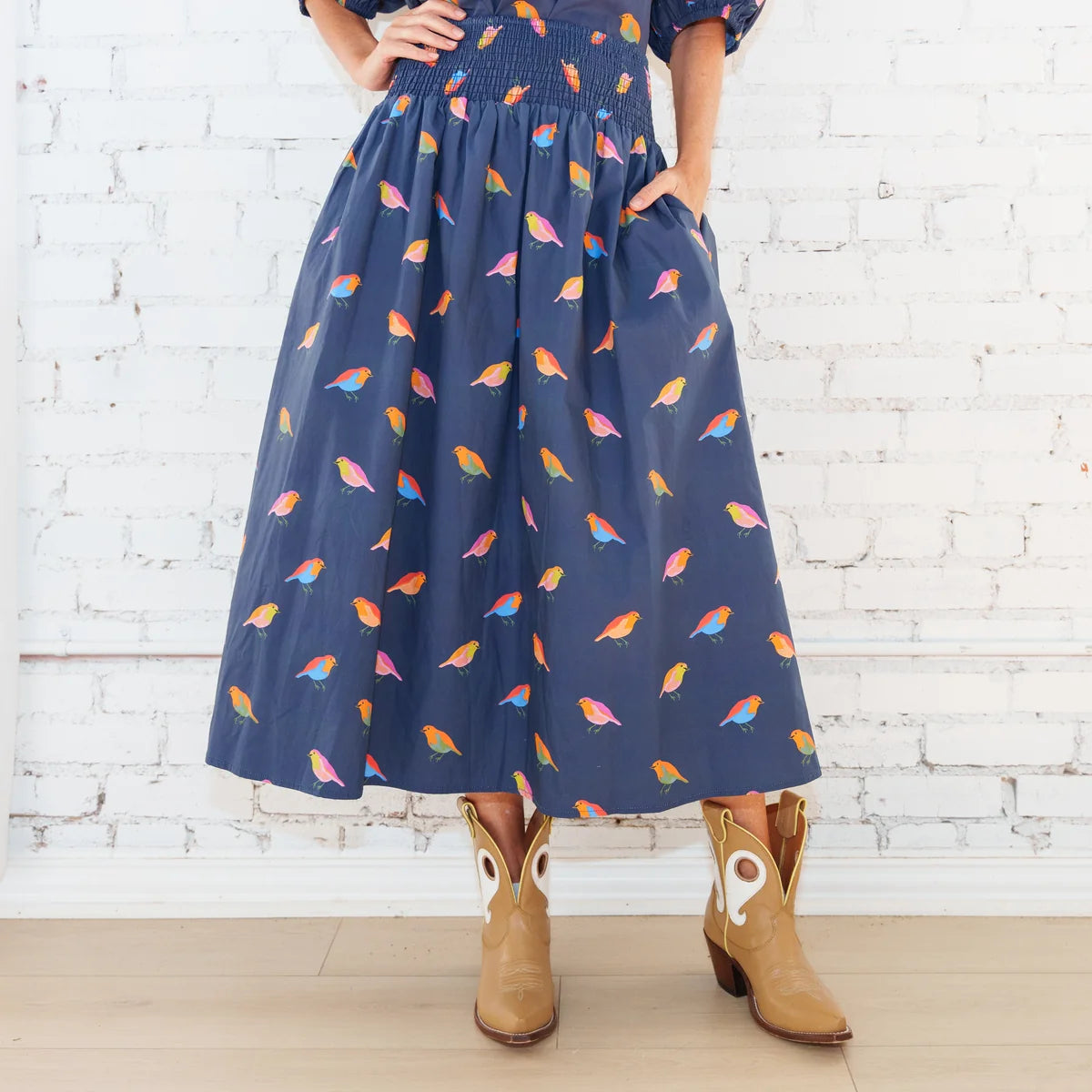 Sutton Skirt Navy Bird
