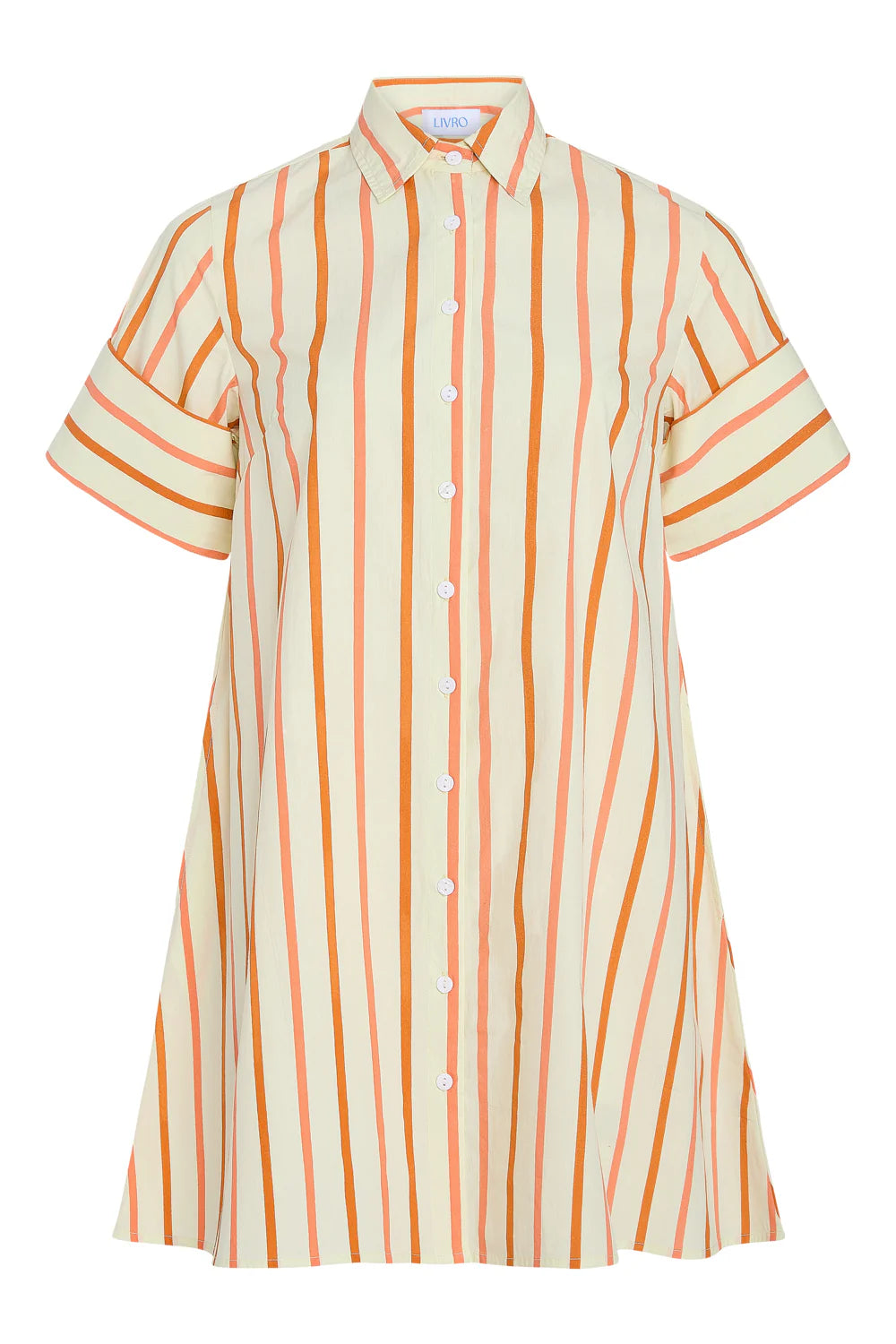 Peach Stripe Short Shirt Dress