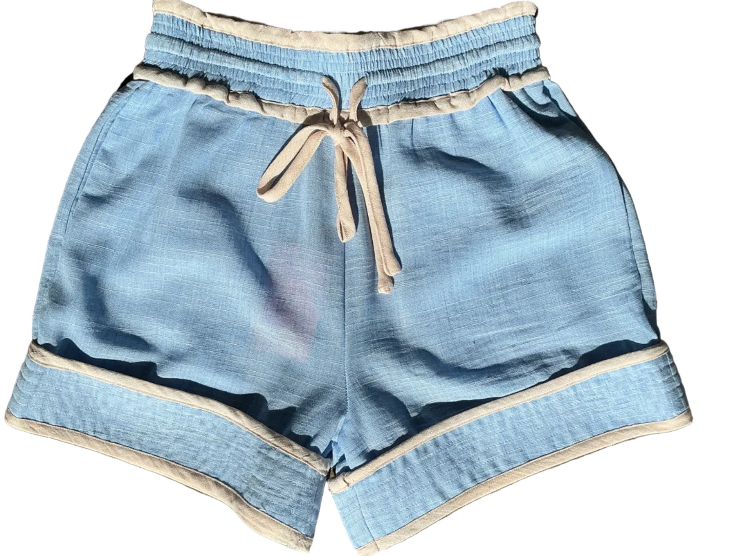 Striped Accent Linen Shorts