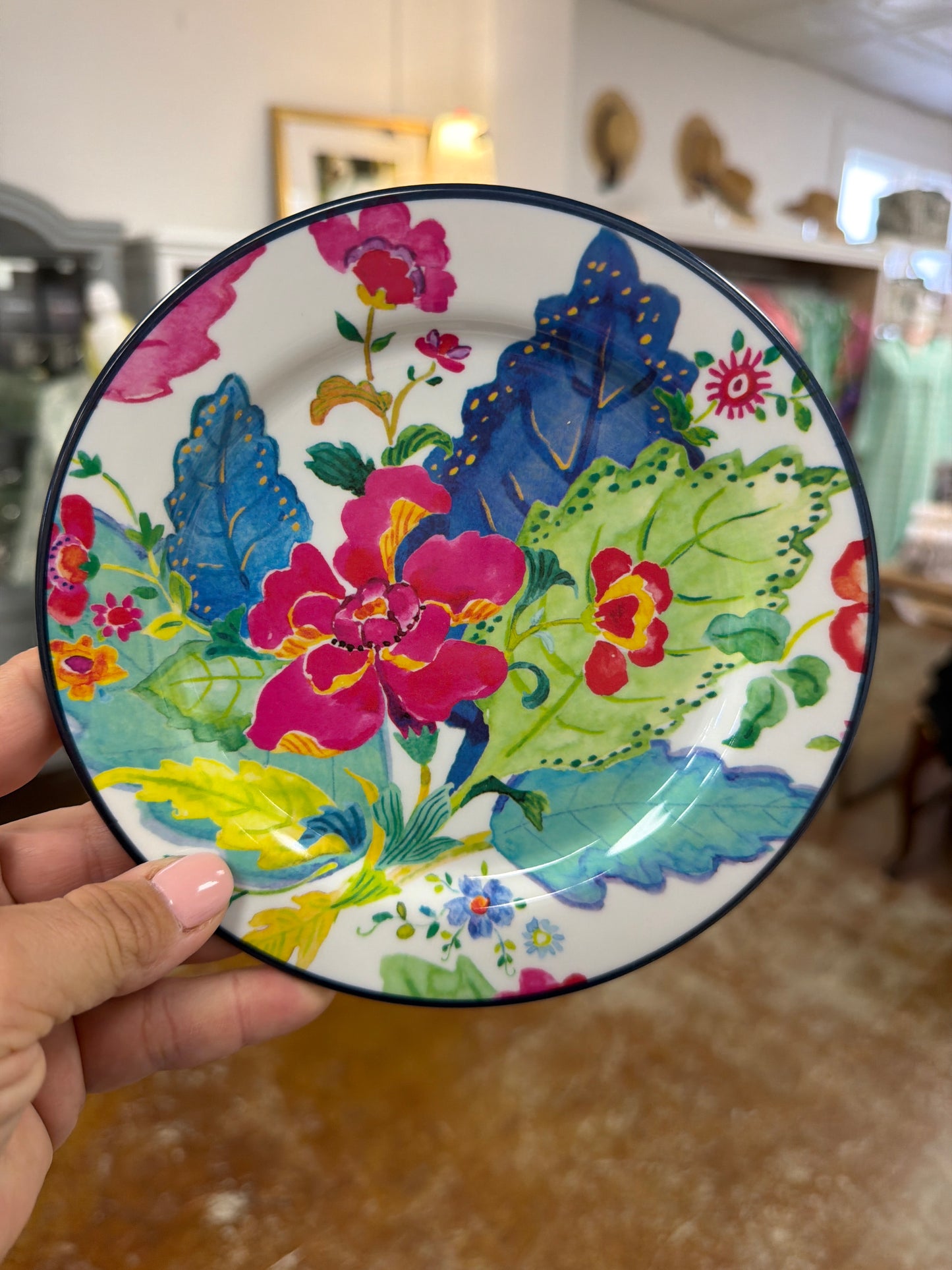 Floral melamine cocktail plate