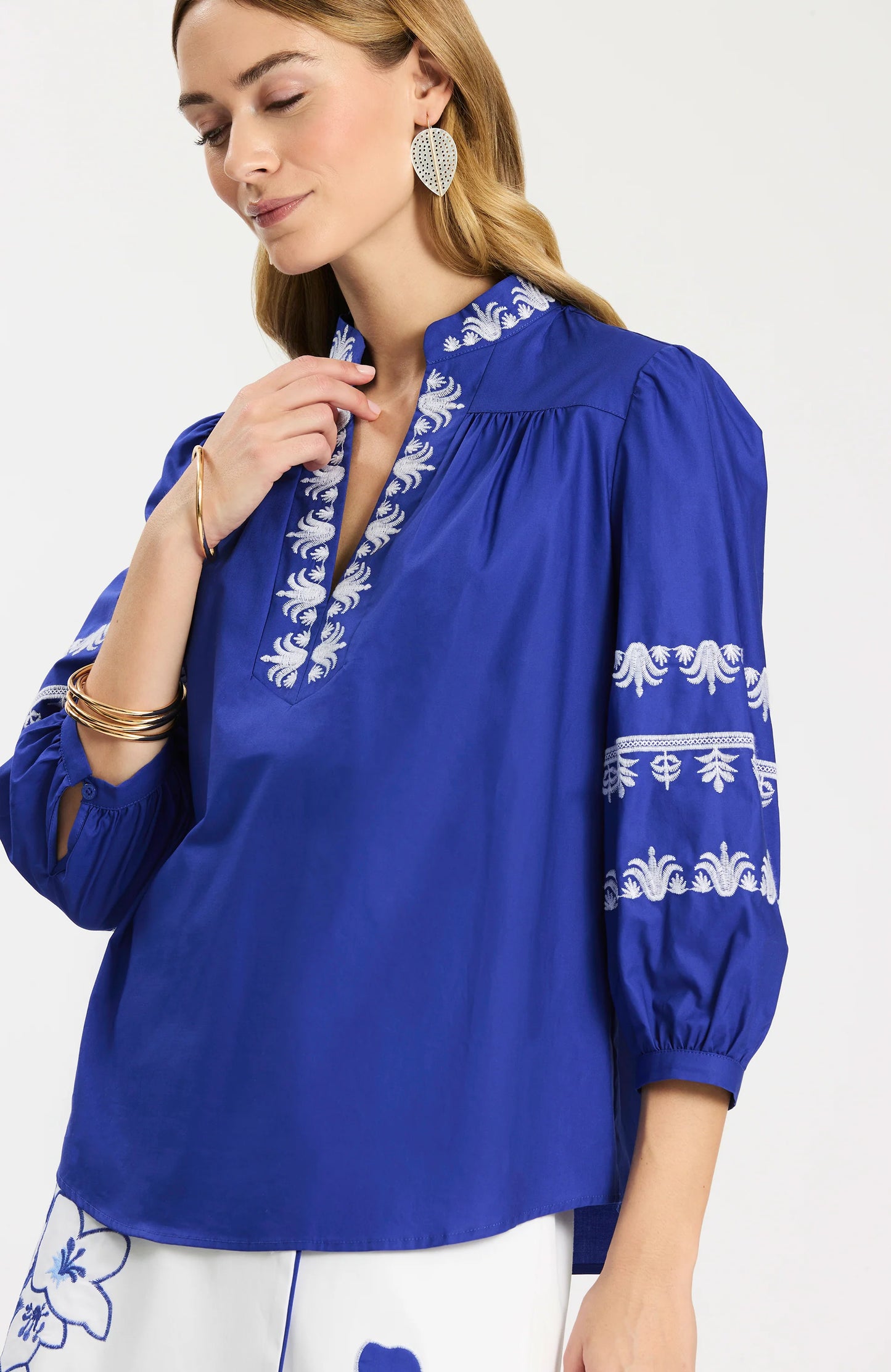 Robyn Dark Blue Embroidered Top