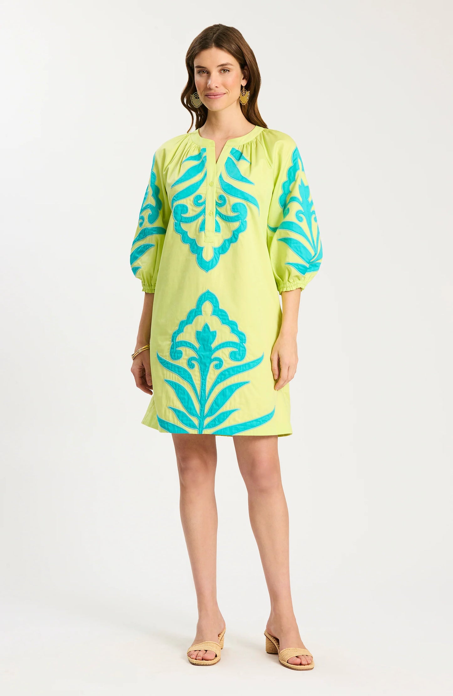 Lime and Aqua Sarah Applique Dress