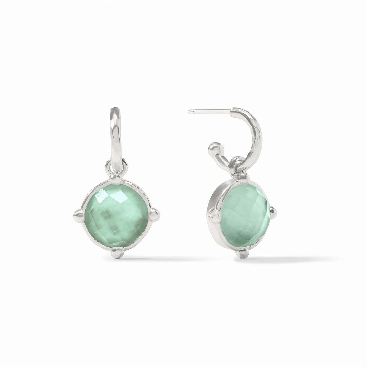 Honeybee Hoop & Charm Earring-Iridescent Aquamarine Blue-Silver