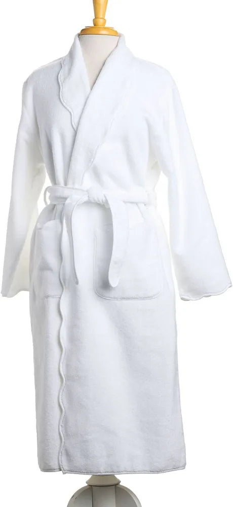White Mommy Robe White Scallops