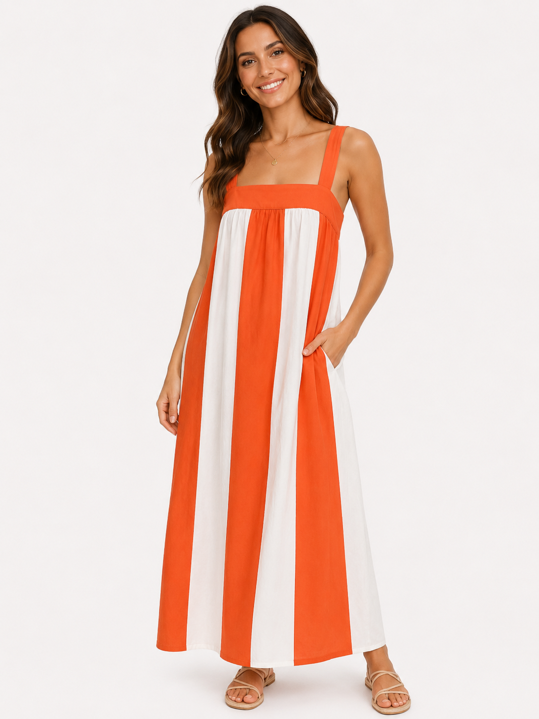 Orange and White Stripe Cabana Dress