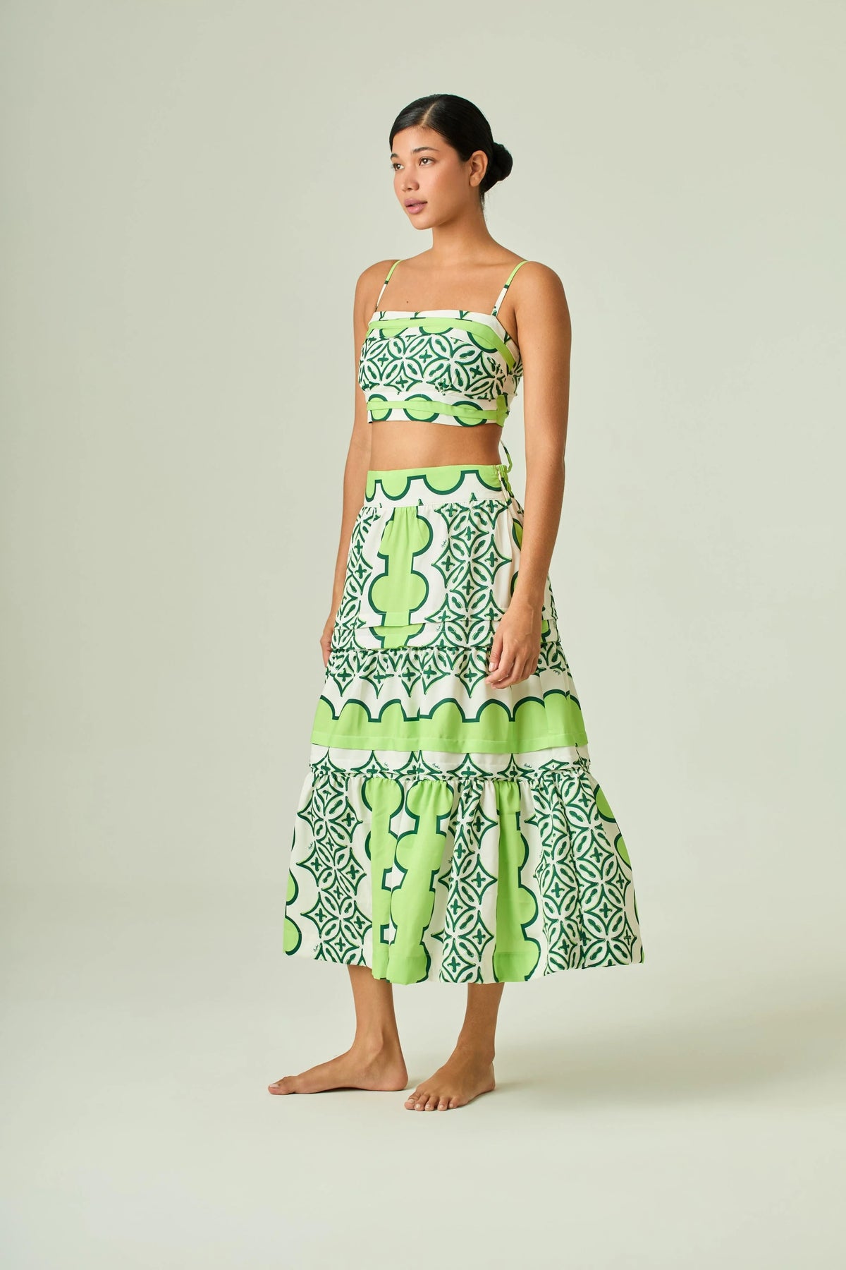 Ivory/Lime Teresa Skirt