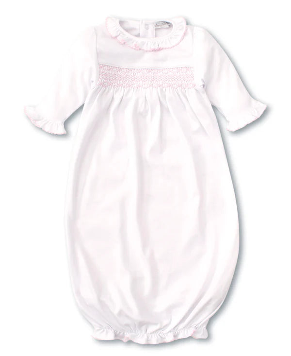 White Gown w/Pink Smocking