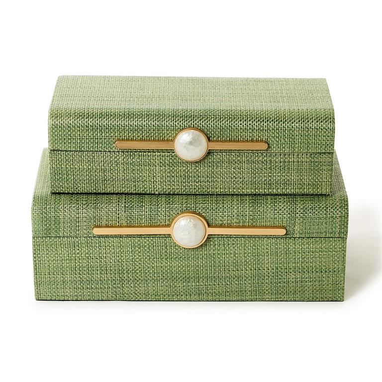 Monaco Green Grass Cloth Box Small