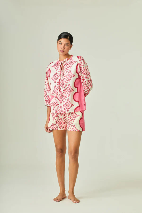 Ivory/Pink Tulum Short Set