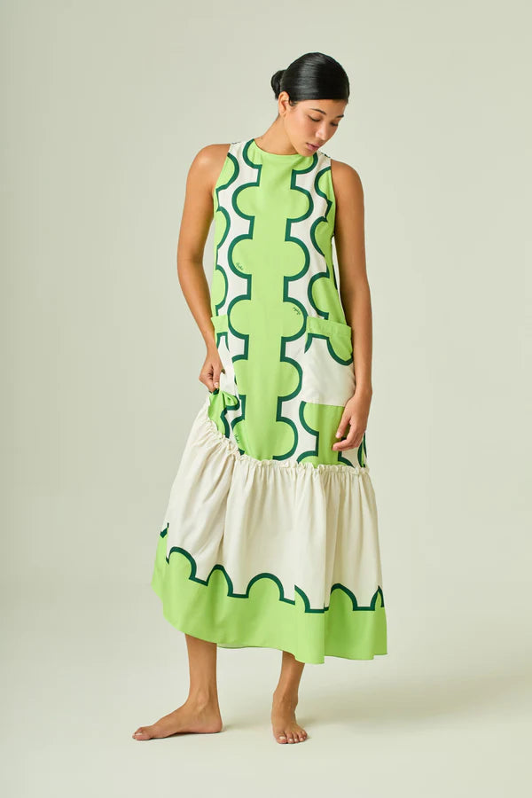 Ivory/Lime Halter Catalina Dress