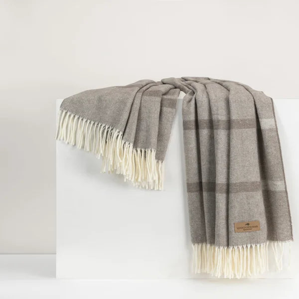 Mink Montauk Stripe Herringbone Throw