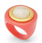 Coral Resin Ring w/Moonstone