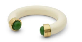 Ivory Resin w/ Green Quartz Cuff Bracelet