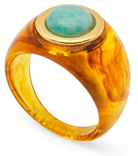 Tortoise Resin Ring w/Amazonite