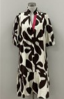 Brown and White Large Floral Dress