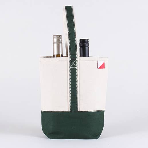 Double Bottle Canvas Wine Gift Host Bag: Pink