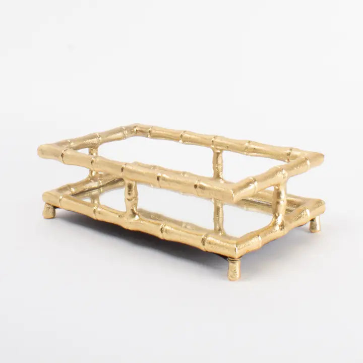 Guest Towel Tray Gold Bamboo