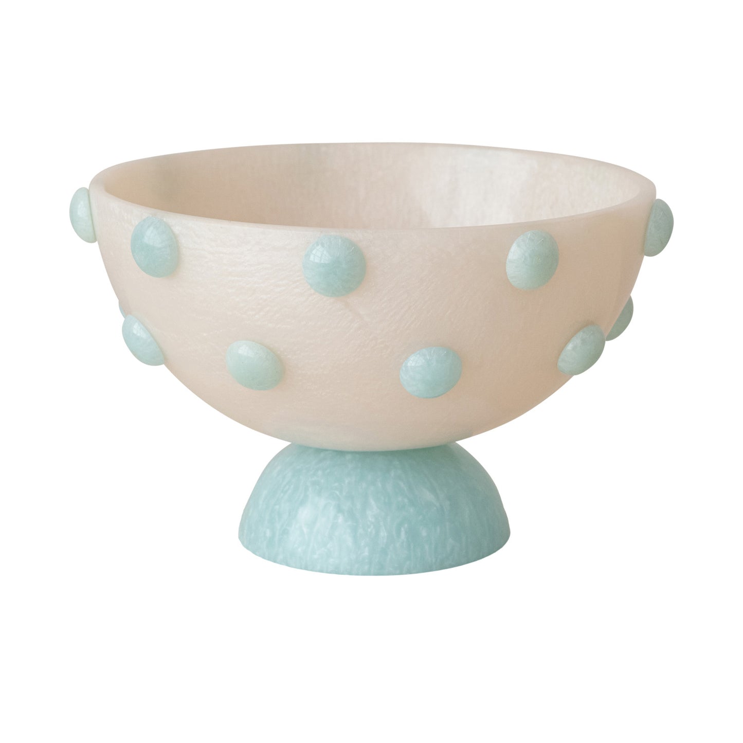 Marbled Resin Hobnail Footed Bowl, Pink & Blue